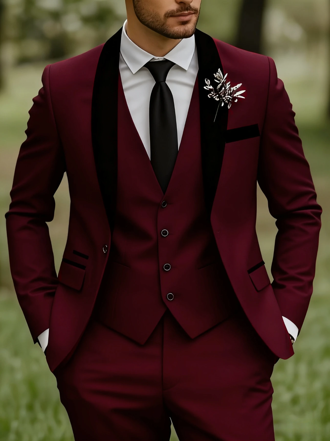 

【Blazer】3pcs Formal Suit Set - Men's Essential for Weddings & Parties