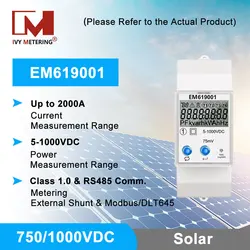 EM619001 em380 V 400V 500V 750V 1000V çift yönlü DC güneş enerjisi akıllı metre RS485 Modbus