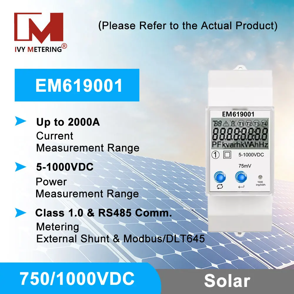 EM619001 250A 380V 400V 500V 750V 1000V Bidirectional DC Solar Energy Smart Meter RS485 Modbus