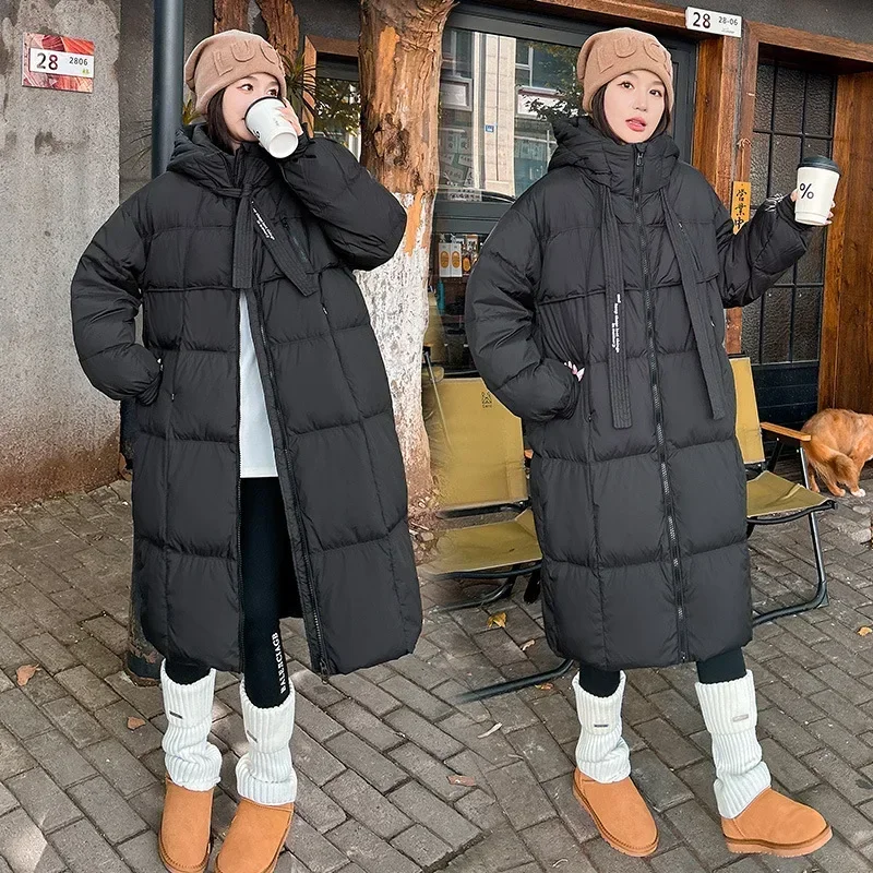 Mulheres parkas na altura do joelho casacos elegante splice grosso quente com capuz zíper casaco gola sólida casual solto outono inverno