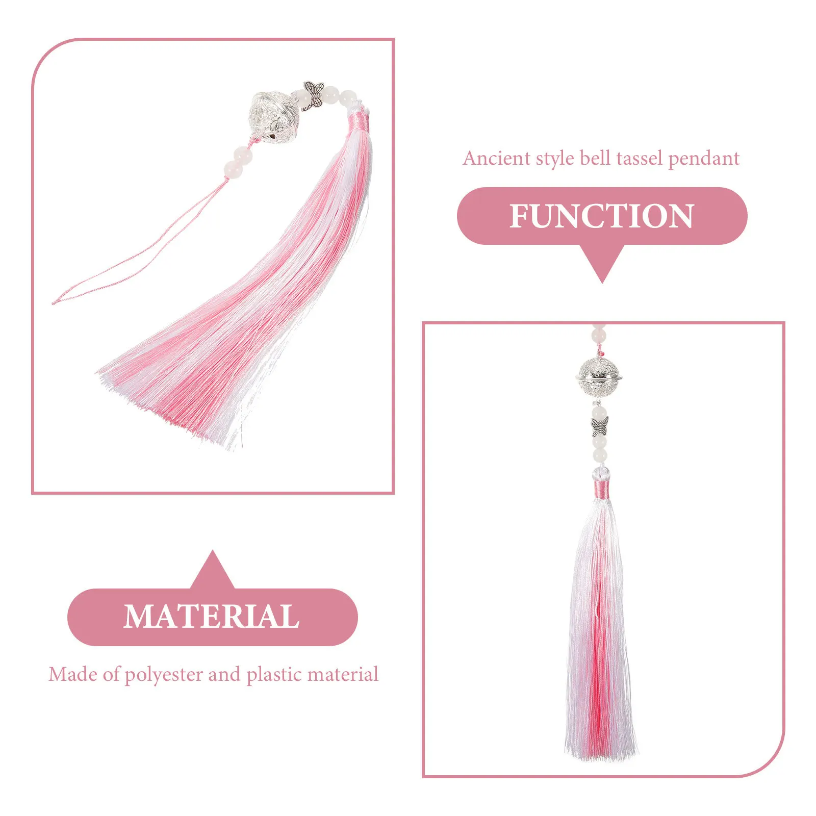 2 قطعة قلادة شرابة الصينية الرجعية جرس حلية للمنزل ديكور حقيبة السيارة الملابس تأثيري الخصر مجوهرات معلقة سحر #5