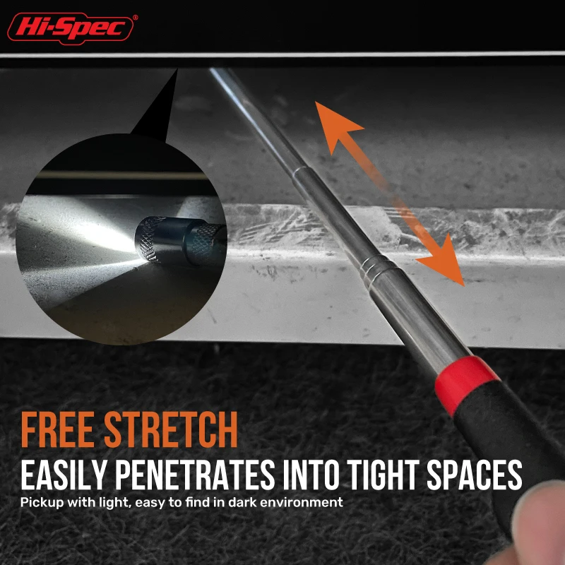 1 قطعة عصا لاقط مغناطيسية تلسكوبية مع سعة 8 رطل طول قابل للتعديل لسهولة استرجاع المكسرات والبراغي في المناطق الحدقة