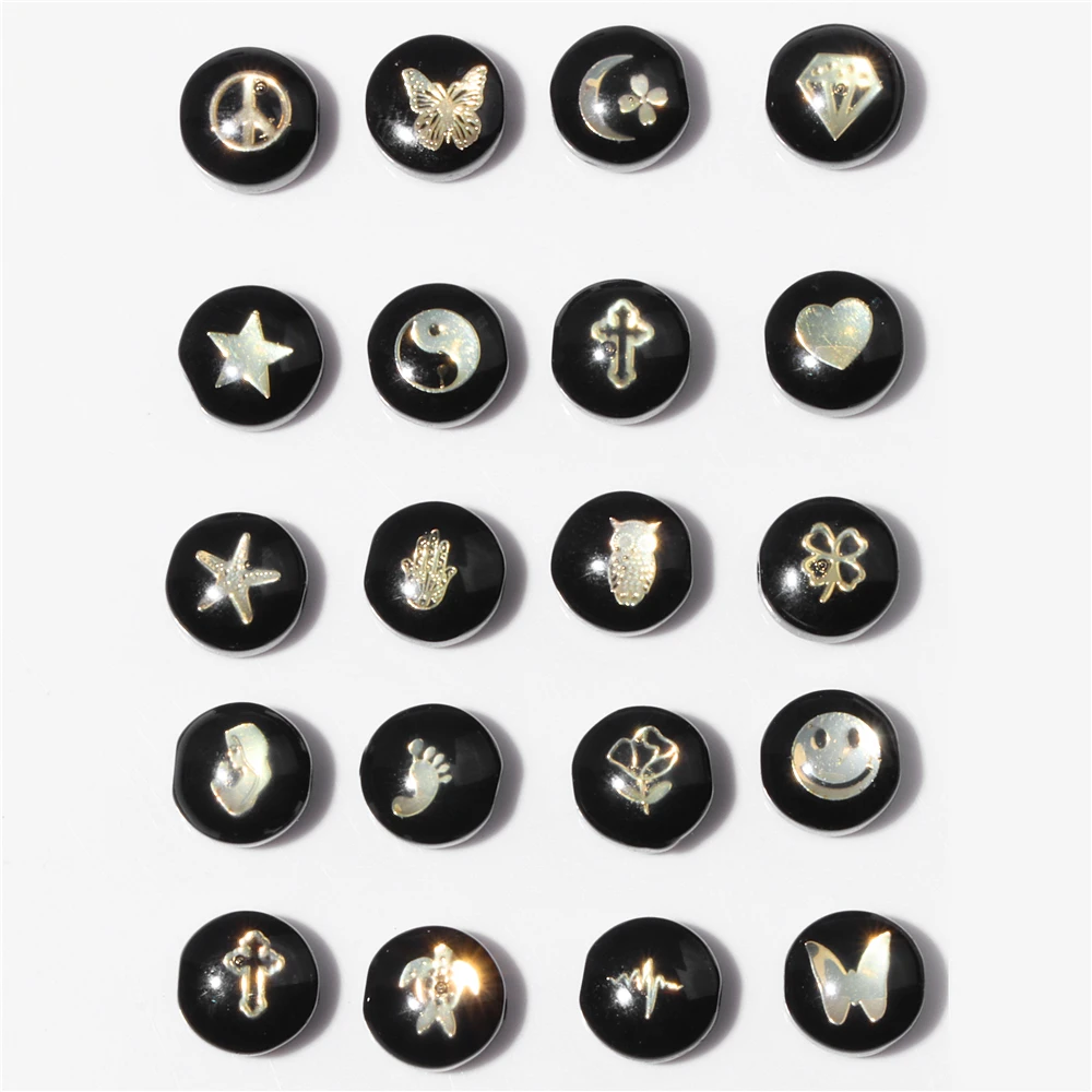 Natural Black Shell Beads Star Crescent Cross Mother Of Pearl Shell Charm for DIY Jewelry Making Bracelet Pendant Necklace 7-8mm