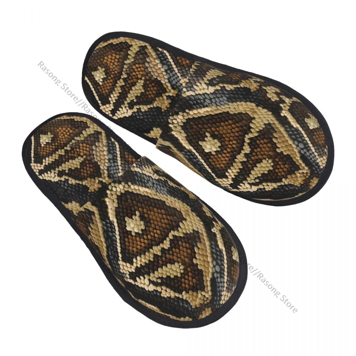 Winter Slipper Woman Man Fluffy Warm Slippers Snake Skin Texture House Slippers Shoes