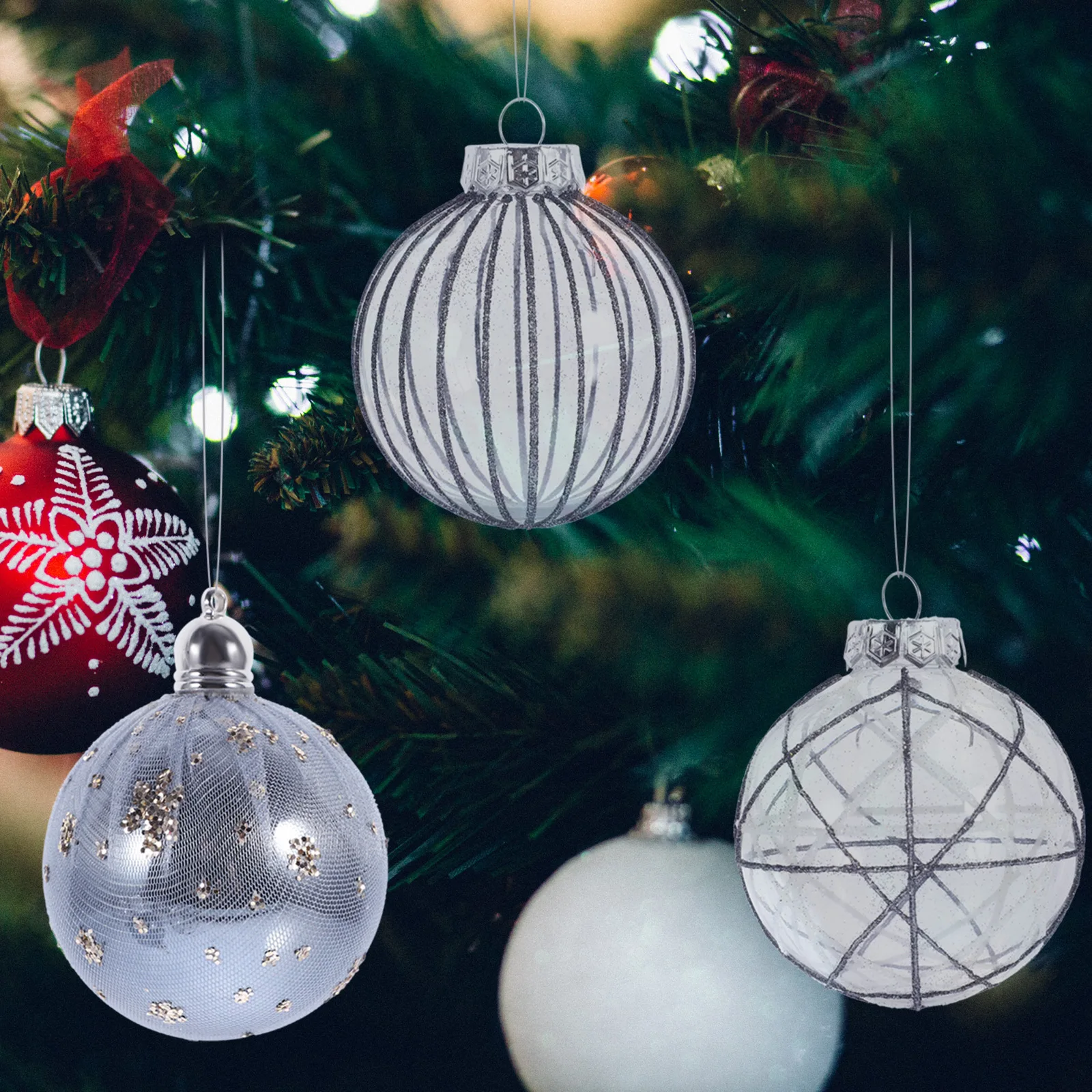 

6pcs 8cm Christmas Ball Decorations Black Gold Painted naments Hanging Tree Balls Xmas Swirl Pendents Holiday Props