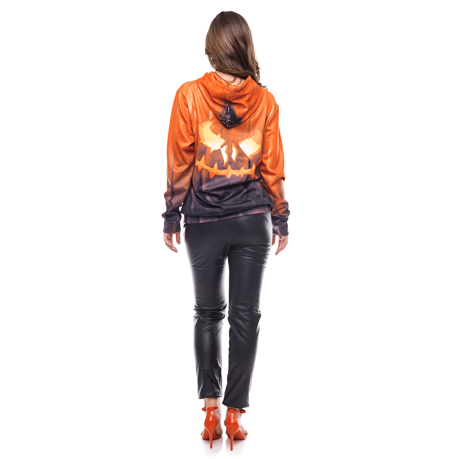 Zawaland Hoodies Pumpkin Sweatshirts Women Halloween Hood Pullover Cosplay Pocket Streetwear 3D Print Tracksuit Female Clothing