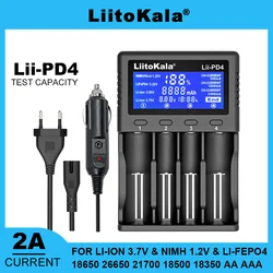 Liitokala Lii-PD4 M4 LCD 3.7V/1.2V/3.2V/3.8V NiMH 18650 16340 18350 18500 21700 20700 26650 Recharge Lithium Battery Charger