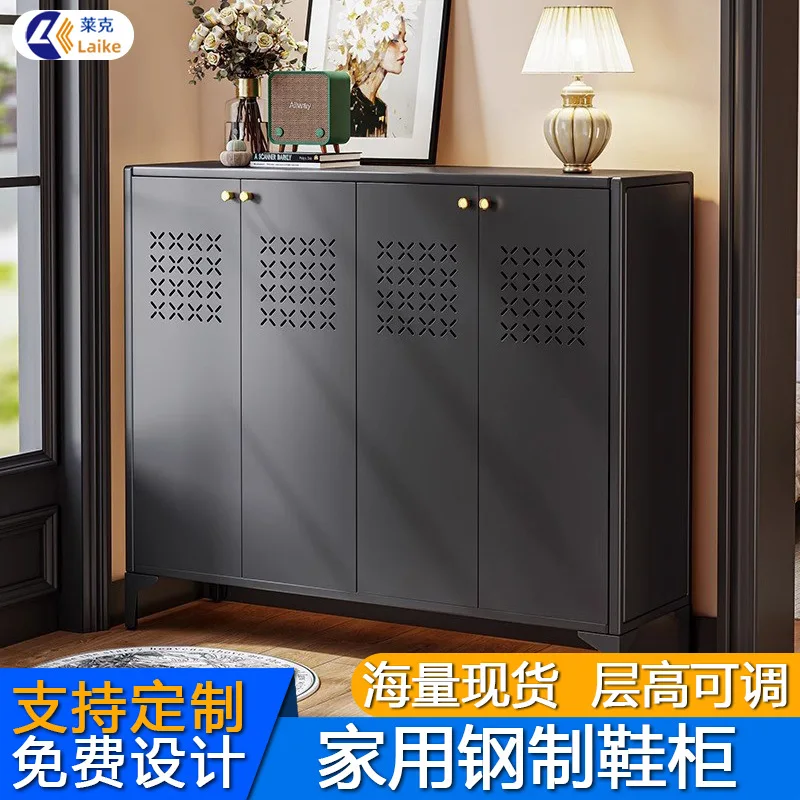 New Household Steel Shoe Cabinet Breathable Door Porch Against The Wall Door Corridor Corridor Integrated Shoe Rack