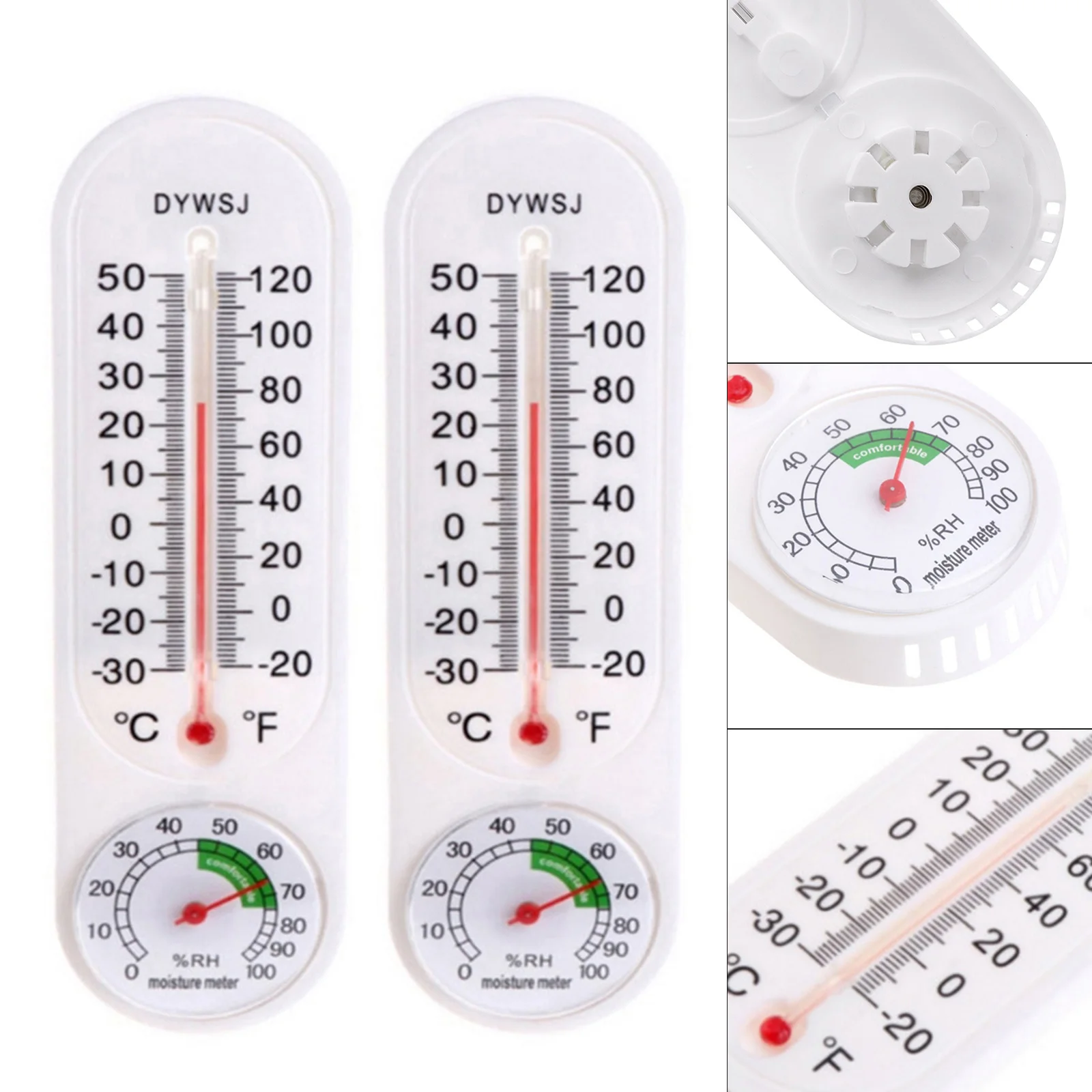 2pcs Wall Mounted Thermometer Hygrometer Breeding Thermometer Greenhouse Household Temperature Reader