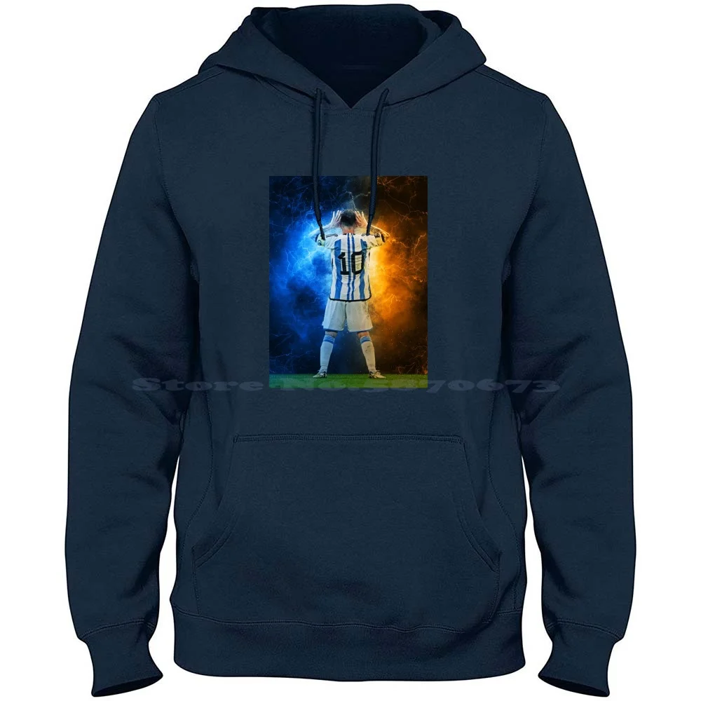 Lionel Argentina National 100% Cotton Hoodie T Shirt Lionel Football Soccer Argentina Leo Ronaldo Futbol