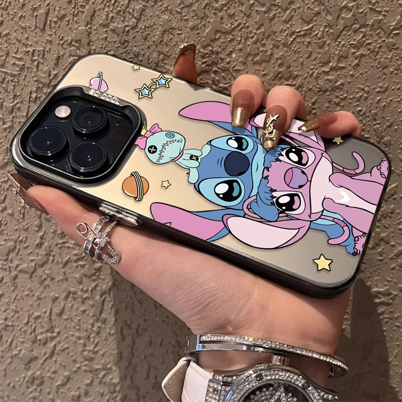 Custodia per coppia Cartoon Stitch per iPhone 17 16 15 14 13 12 11 Pro Max Plus 17 Air 16E X XR XS Max Cover posteriore rigida antiurto