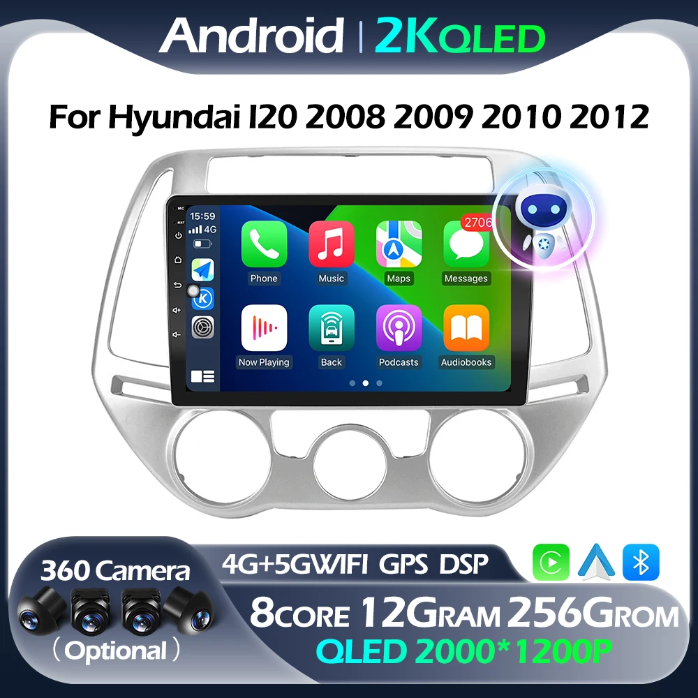 

Для Hyundai I20 2008 2009 2010 2012 GPS навигация Авторадио мультимедийный Carplay Android авто 5GWIFI BT RDS DSP