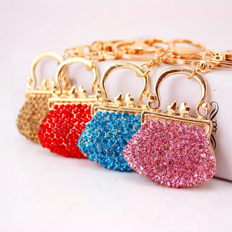 lovely handbag-shaped pendant keychain alloy rhinestone bag-pendant for girls