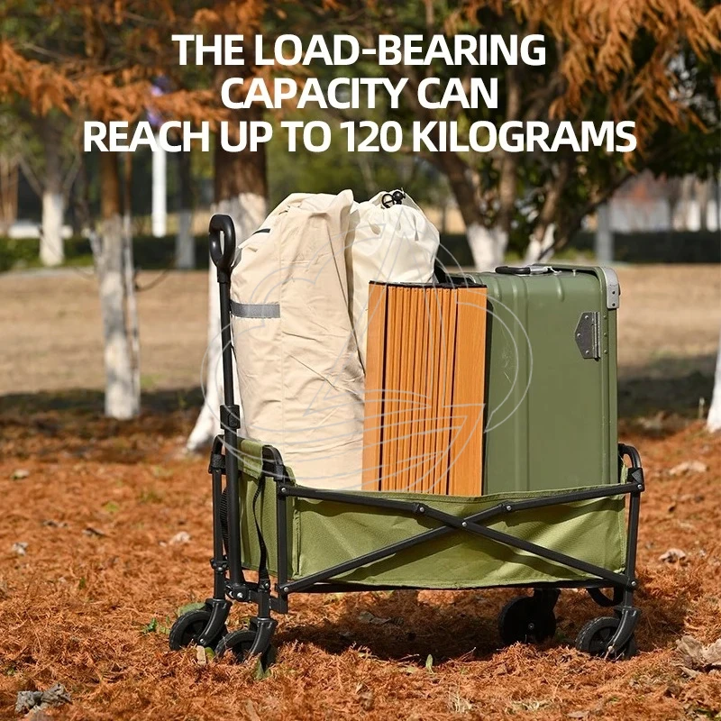 Heavy Duty Collapsible Beach Wagon Large Capacity Portable Folding Trolley for Outdoor Camping