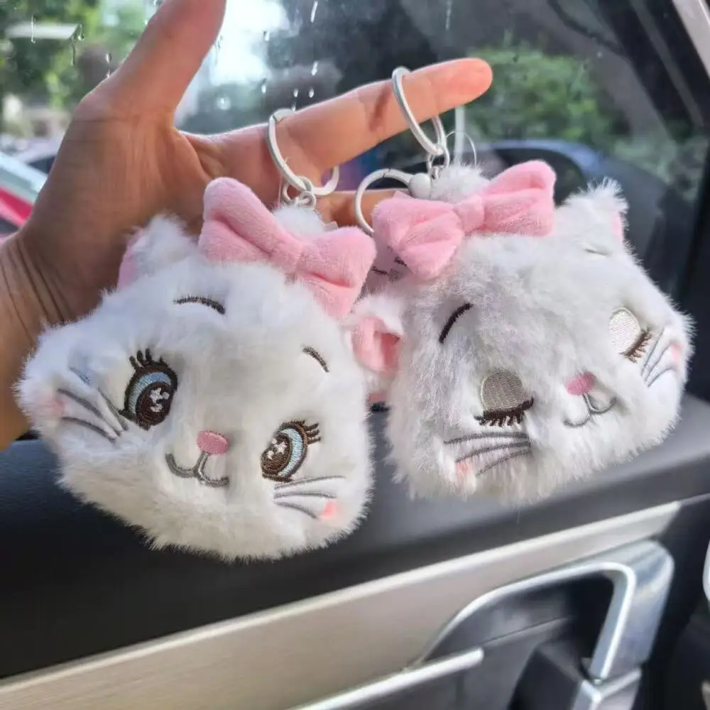 LLavero de peluche de gato Marie de los Aristogatos de Disney, monedero con cremallera de doble capa, mochila portátil, adorno colgante, regalo de Navidad para niña
