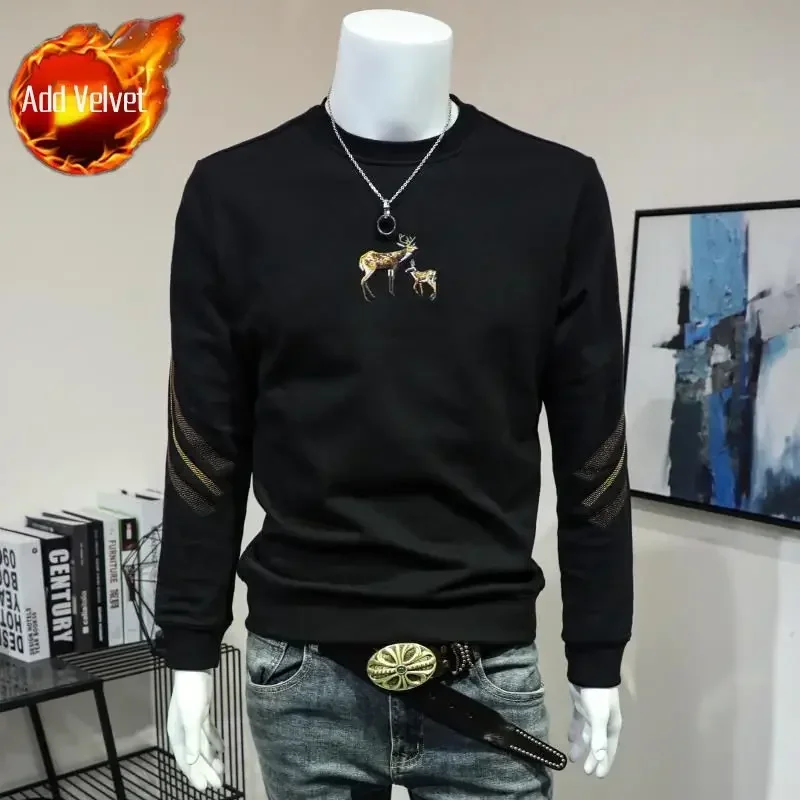 Male Clothes Graphic Tops Sweatshirts Tight T Shirts for Men Embroidery Slim Fit Korean Autumn Emo Size S Sale Long Sleeve Y2k F