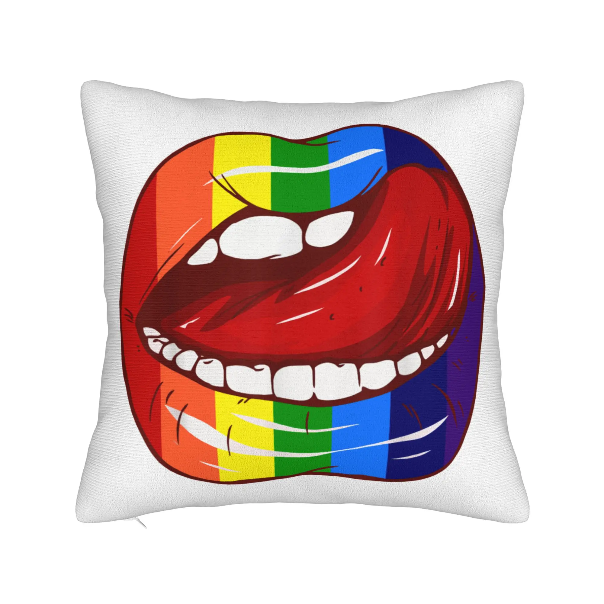 Personalized Photo Rainbow Lip Pillow Modern Lesbian Gay LGBT Pride Pillow Home Decoration