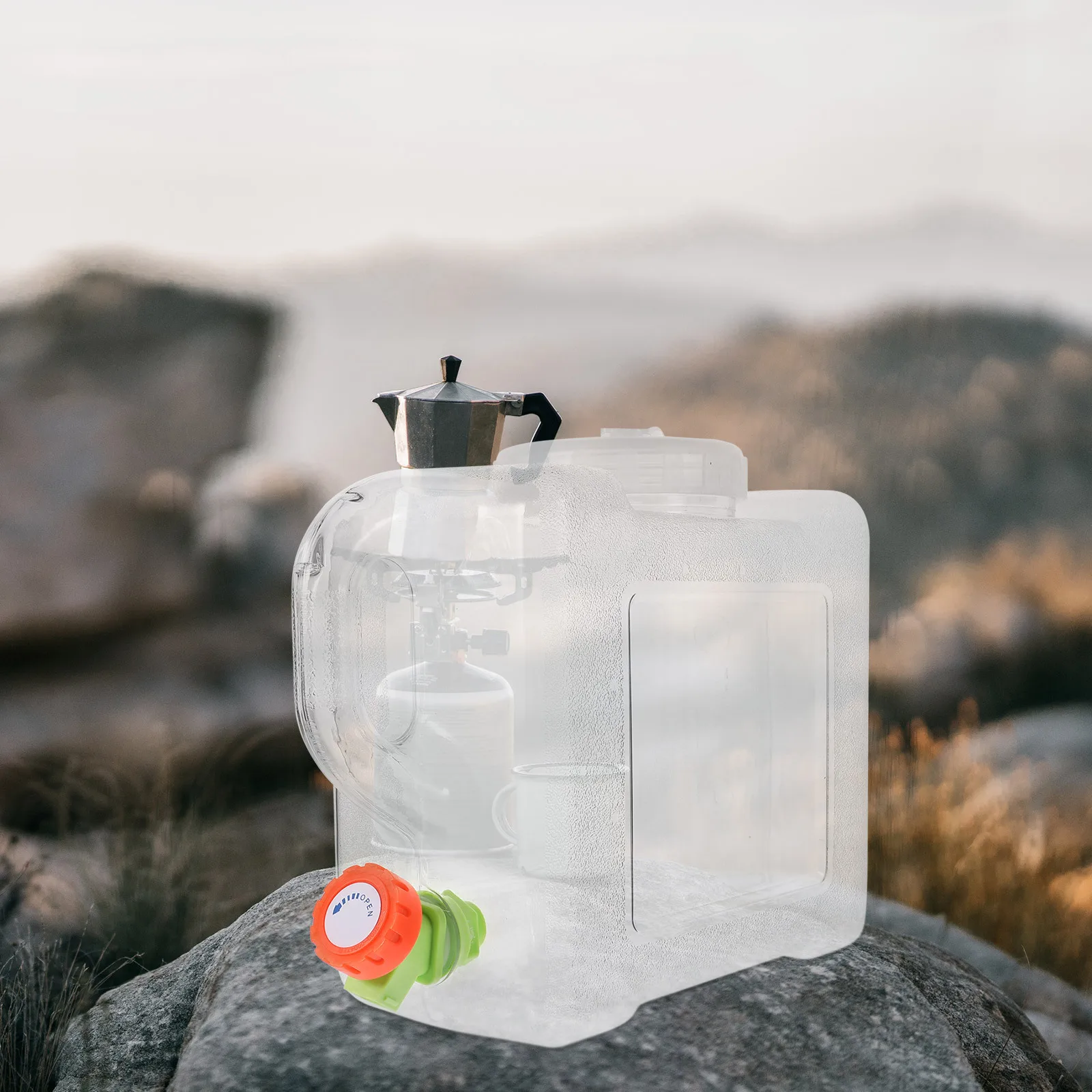 

1 Set 3L Large Capacity Transparent Water Storage Container With Faucet For Camping Hiking Outdoor Portable Water Bucket Vehicle