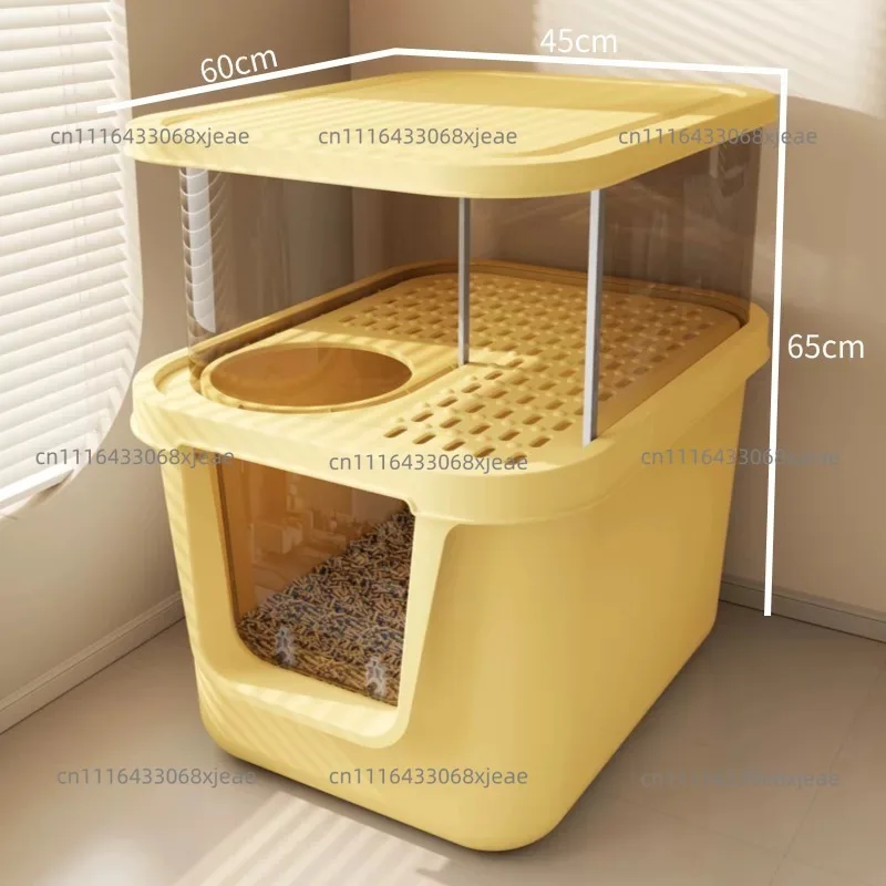 Double Layer Enclosed Cat Litter Box, Anti-Splash Odor-Proof Toilet For Indoor Cats, Large Space Kitty Tray With Corridor Design