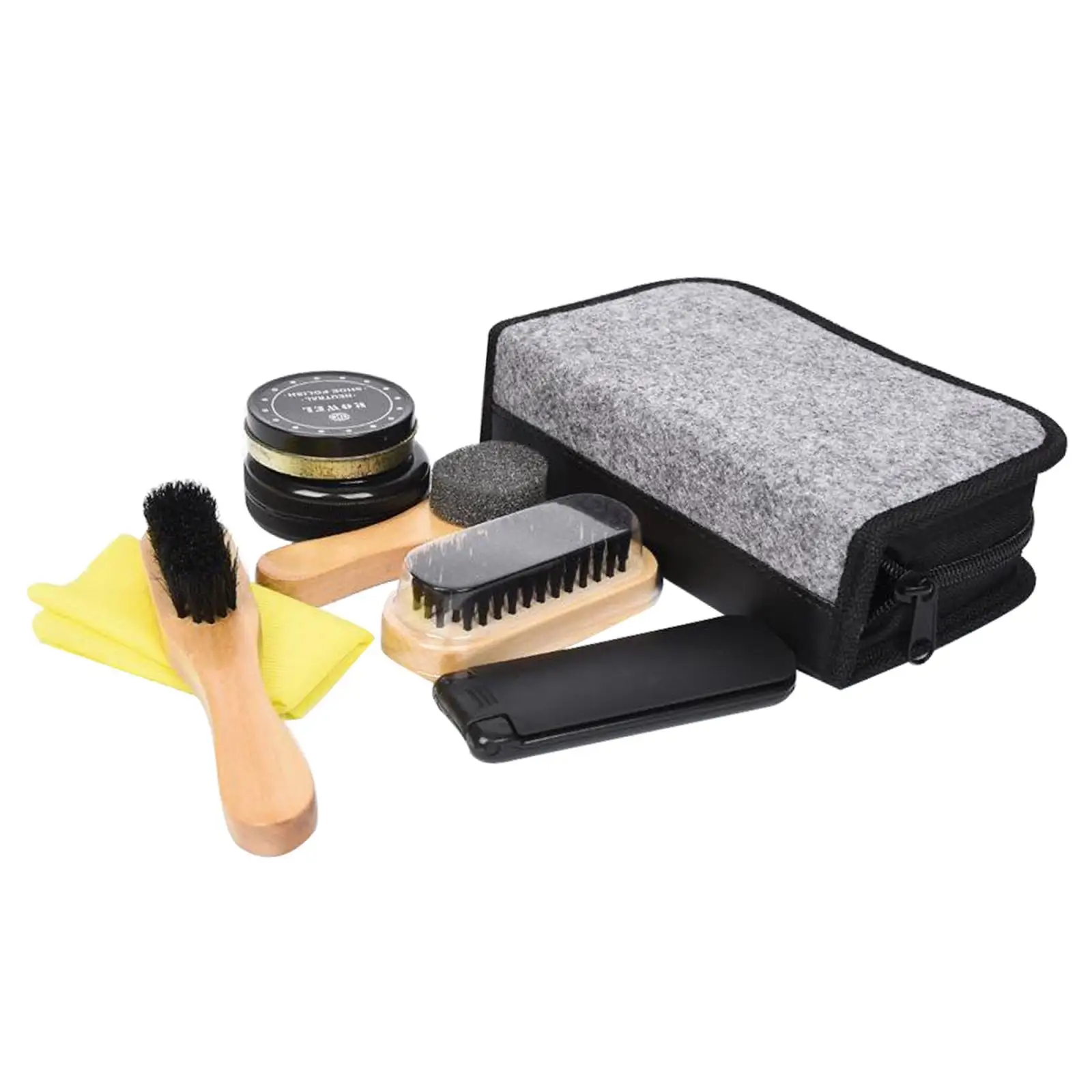 7 Pcs/Set Pro Shoes Care Kit Portable Travel Size with Storage Bag for Leather
