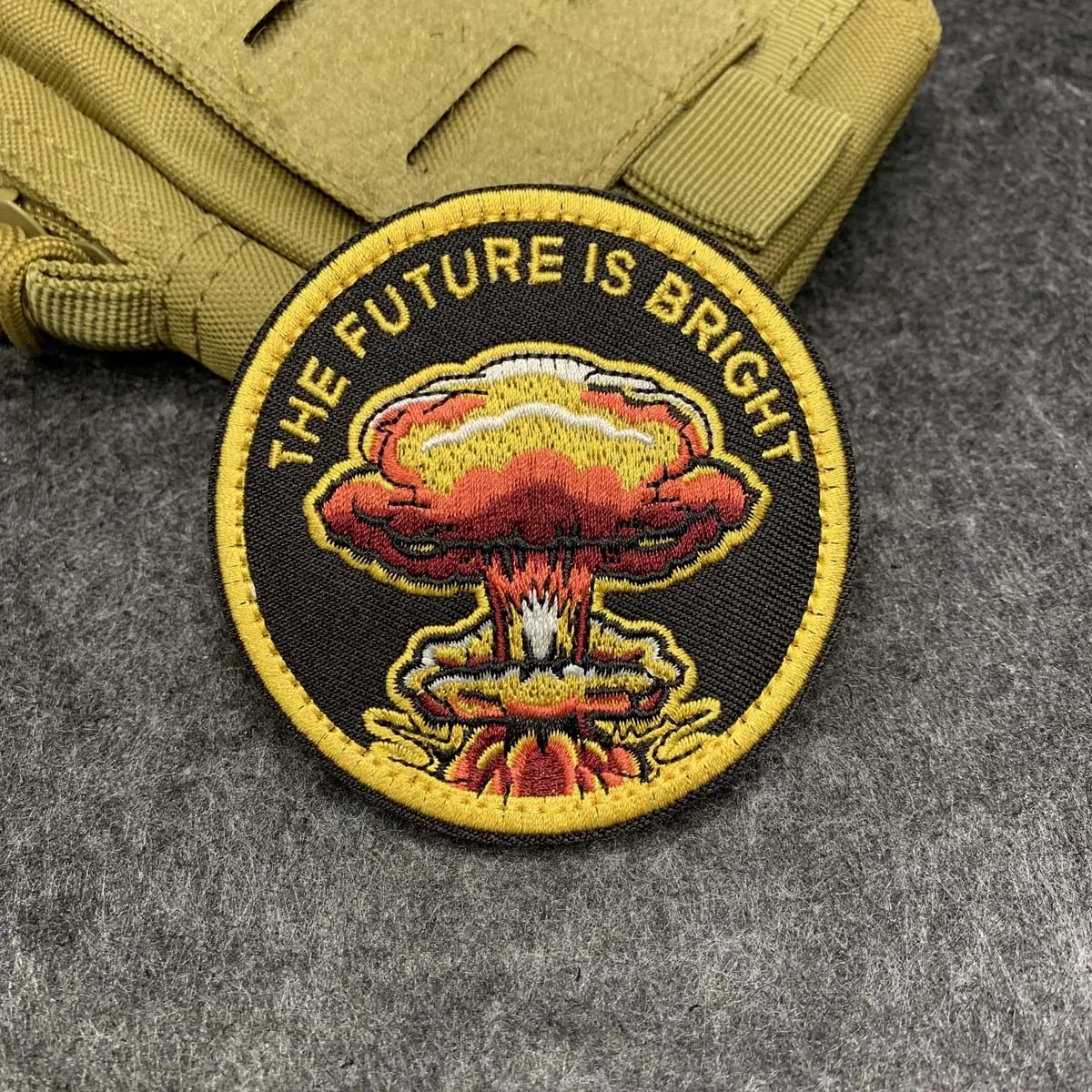 The Future Is Bright Nuclear Explosion Embroidered Patch, Mushroom Cloud Tactical Morale Badge, Hook and Loop, for Backpack