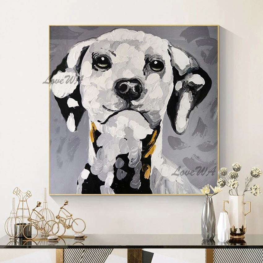 Animal Head Wall Decoration Acrylic Oil Painting 3D Dog Picture Abstract Knife Canvas Art Drawing Unframed Interior Artwork