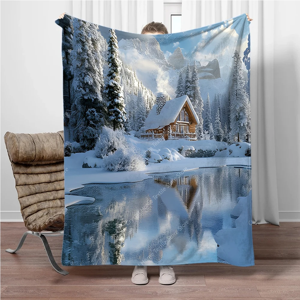 

Dreamy Cabin Flannel Blanket, Soft Warm Throw Blanket Nap Blanket For Couch Sofa Office Bed Camping Trave Blanket Fashion Gift