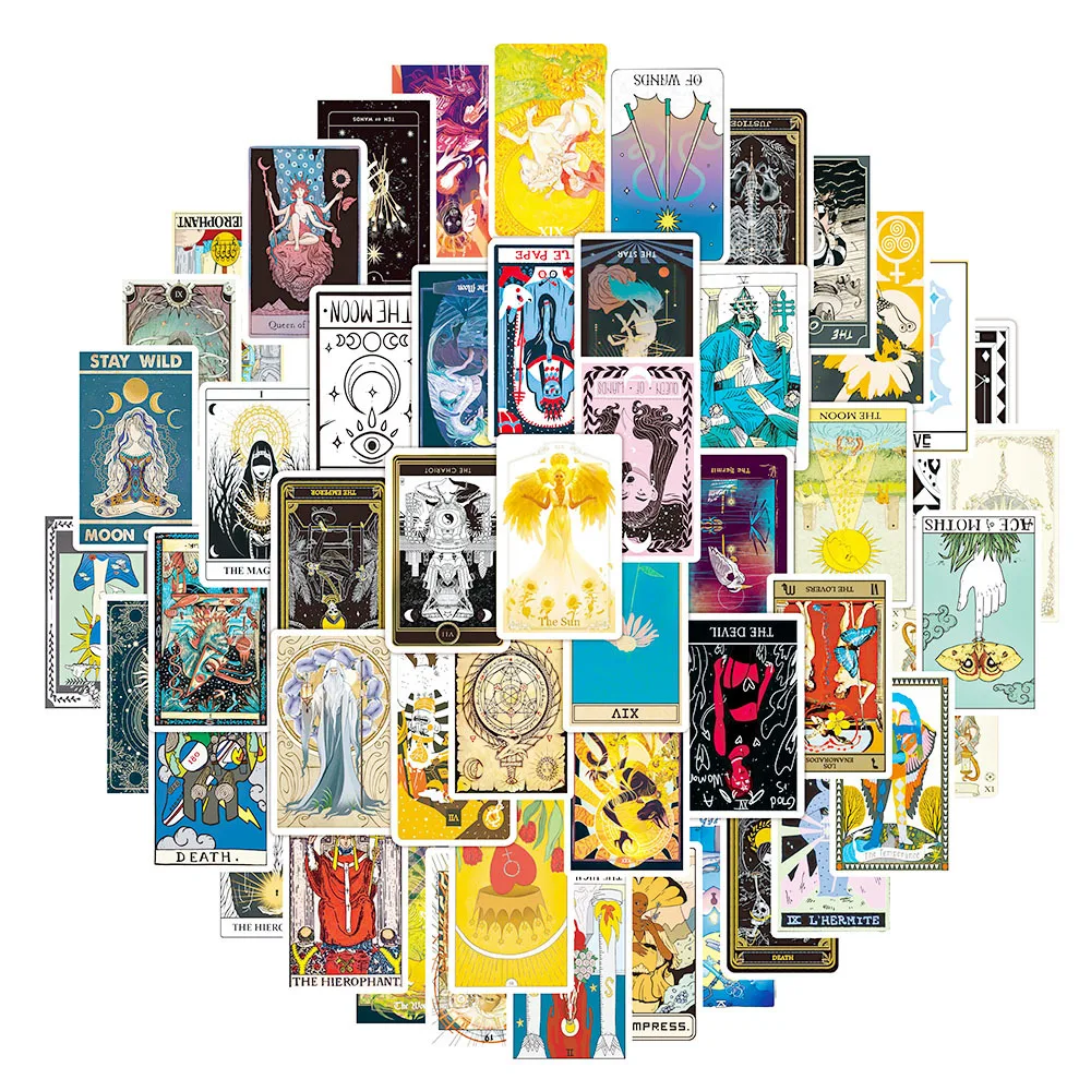 50Pcs Tarot Cards Personalized Versatile DIY Cartoon Graffiti Waterproof Stickers Creative Decoration Trendy Toys Gift