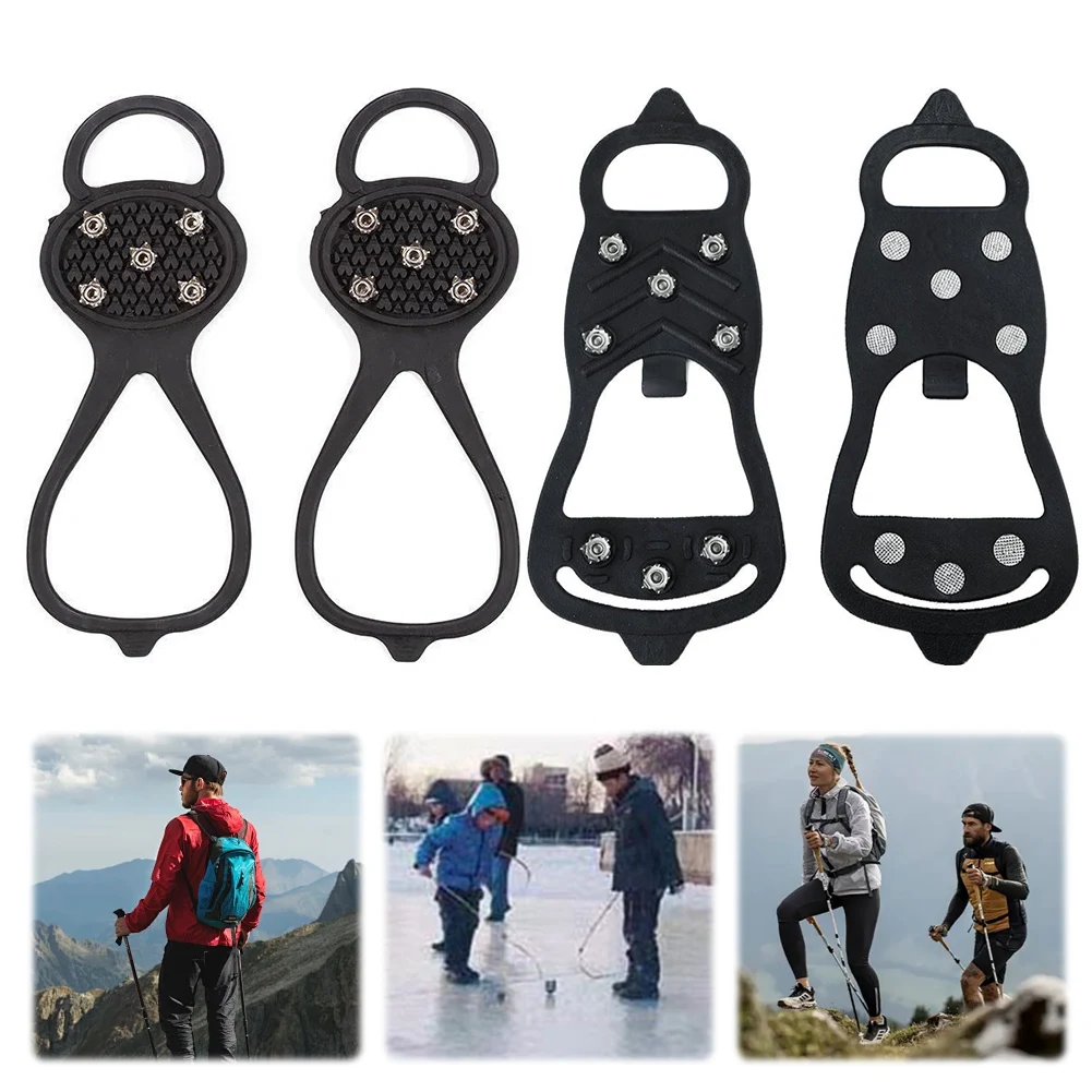 5/8 Teeth Ice Gripper Spike for Shoes Anti Slip Hiking Climbing Snow Spikes Crampons Cleats Chain Claws Grips Boots Cover