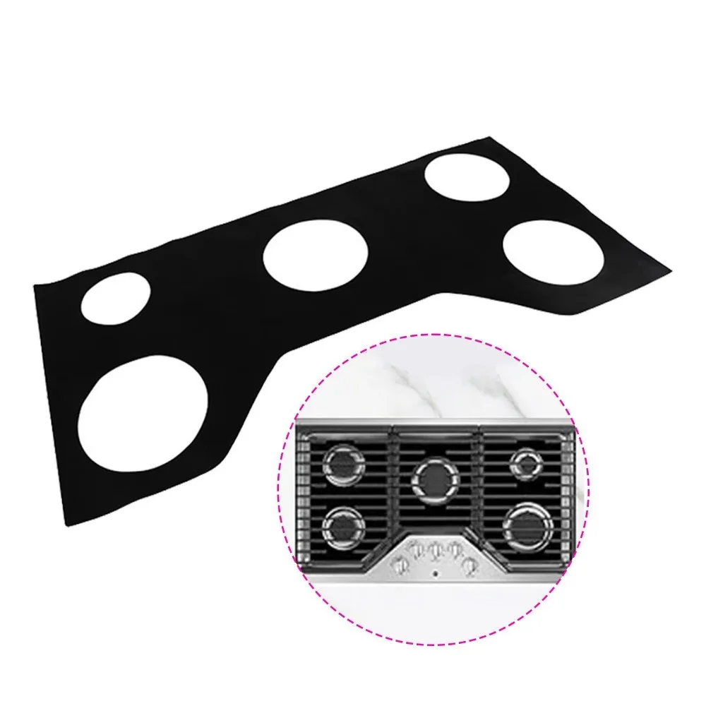 Nonstick Silicone Gas Stove Protector Mat Grease-proof Heat Resistant Gas Range Mat Black Stain-resistant Gas Stove Cover