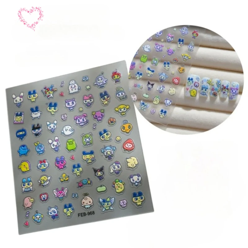 New electronic pet Mamachi Kuchipachi 3D relief nail stickers, decorative high-value cartoon cute DIY decorative stickers D