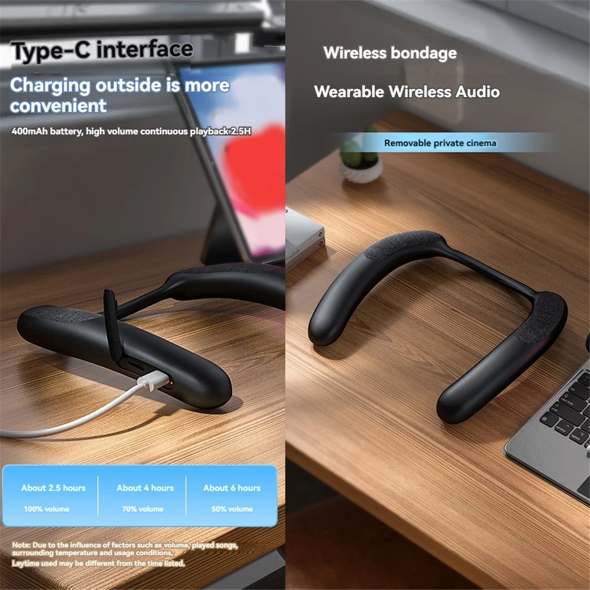

Wireless Bluetooth Speaker Neck Wearable Wireless Bluetooth Speaker, Portable Stereo Music Player