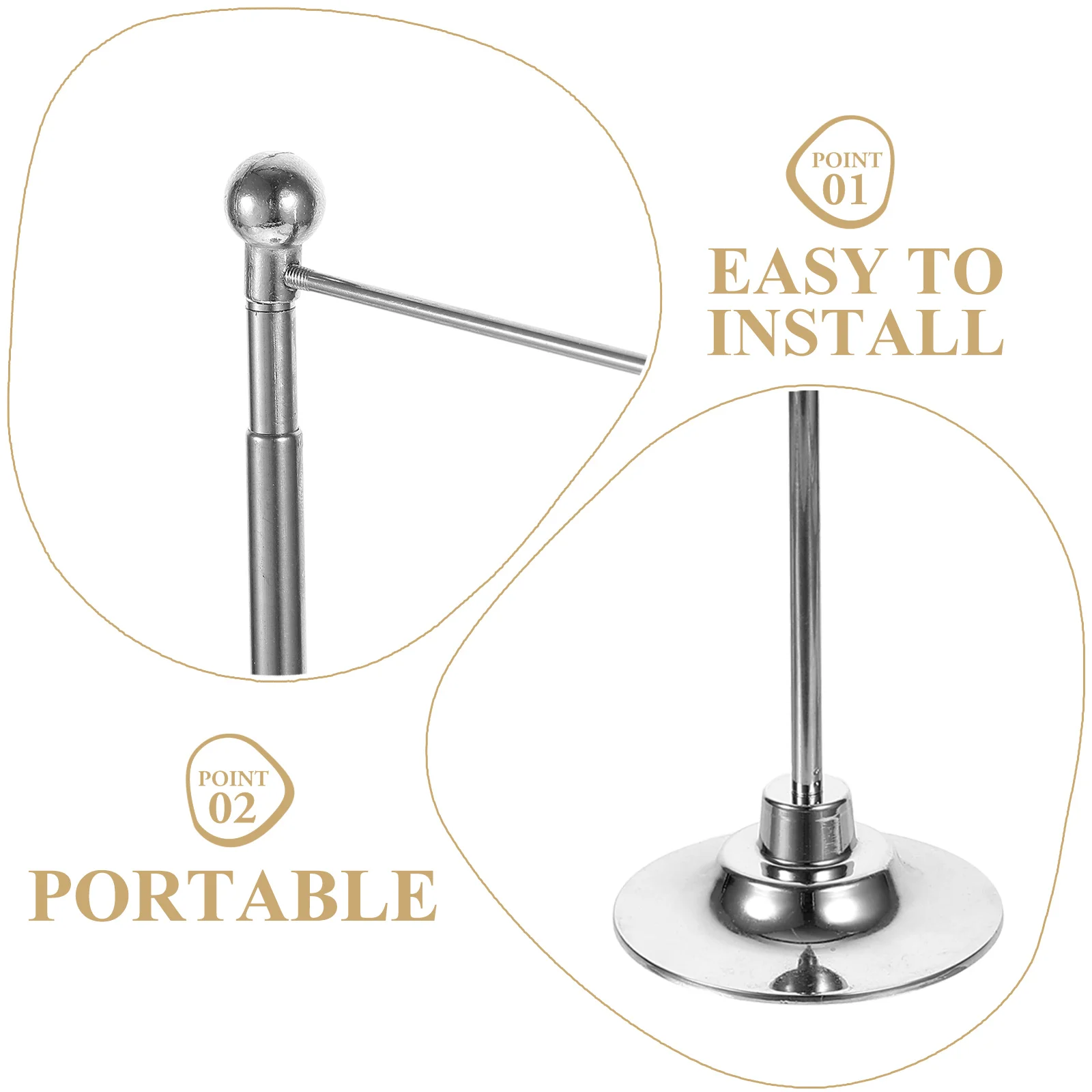 

Table Flagpole Set Metal Desktop Stand Base Home Office Classroom Party Festivals Negotiation Wear Resistant Poles Stable Silver