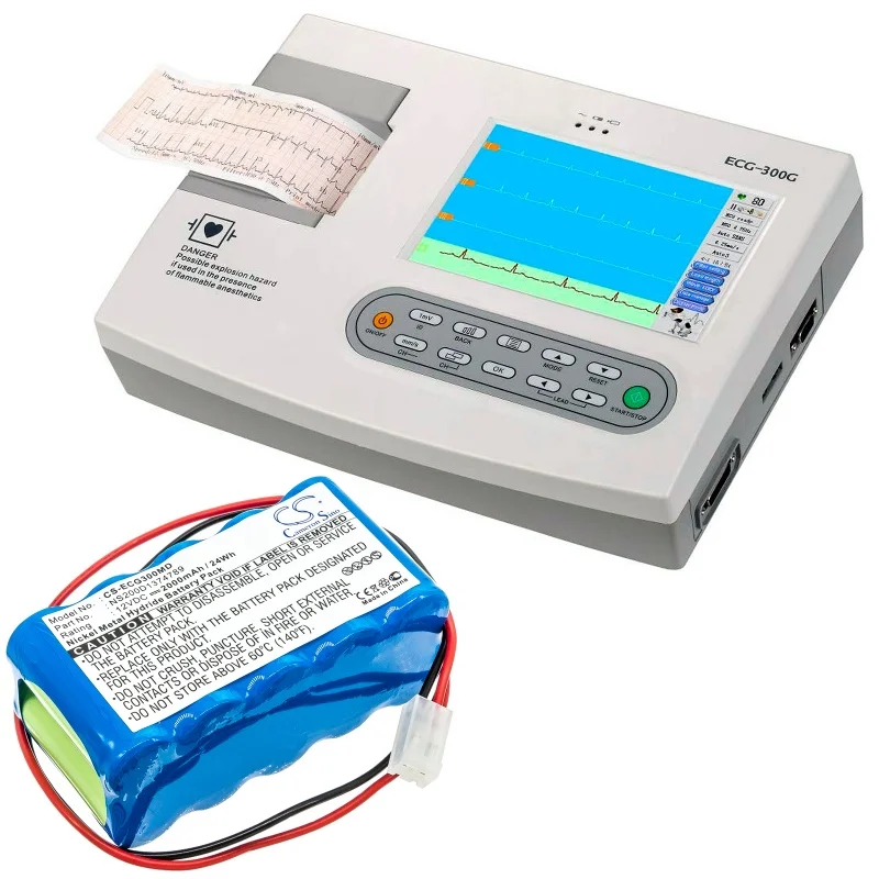 2000mAh Battery for Biocare ECG-100, ECG-101, ECG-101G, ECG-300, ECG-300G, For Cardipia 800C, ECG-101A, ECG-300A
