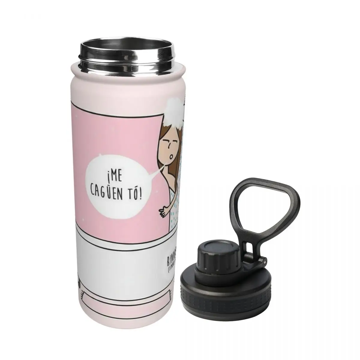 Enfermera En Apuros Cartoon Nurse Insulated Outdoor Water Bottle Stainless Steel Thermos Portable Kettle Vacuum Flask 18oz