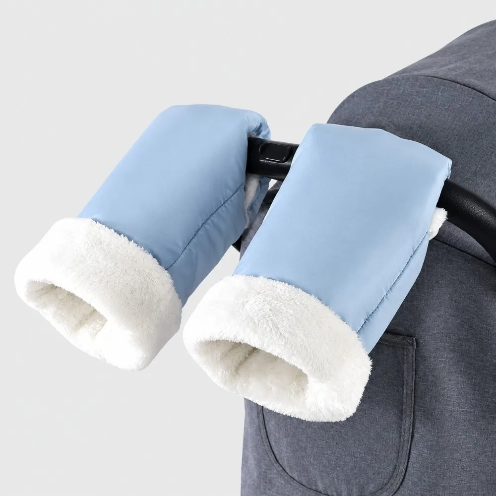 Winter Baby Stroller Gloves Waterproof Thick Fleece Lining Stroller Hand Muff Anti Freeze Windproof Pram Pushchair Mitts