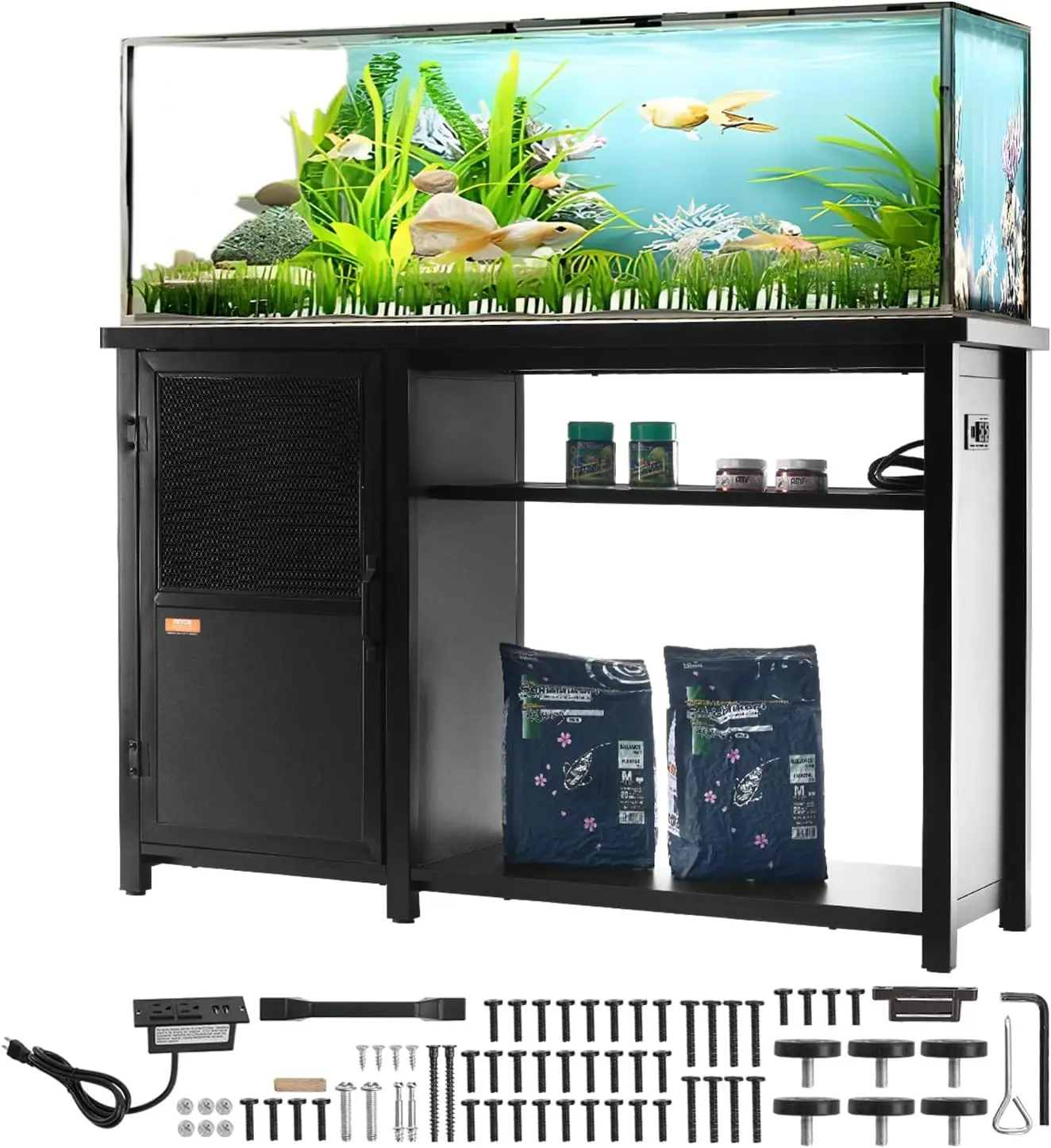 Aquarium Stand, 75 Gallon Fish Tank Stand, 52 x 19.7 x 32.3 in Steel and MDF Turtle Tank Stand, 626 lbs Load Capacity