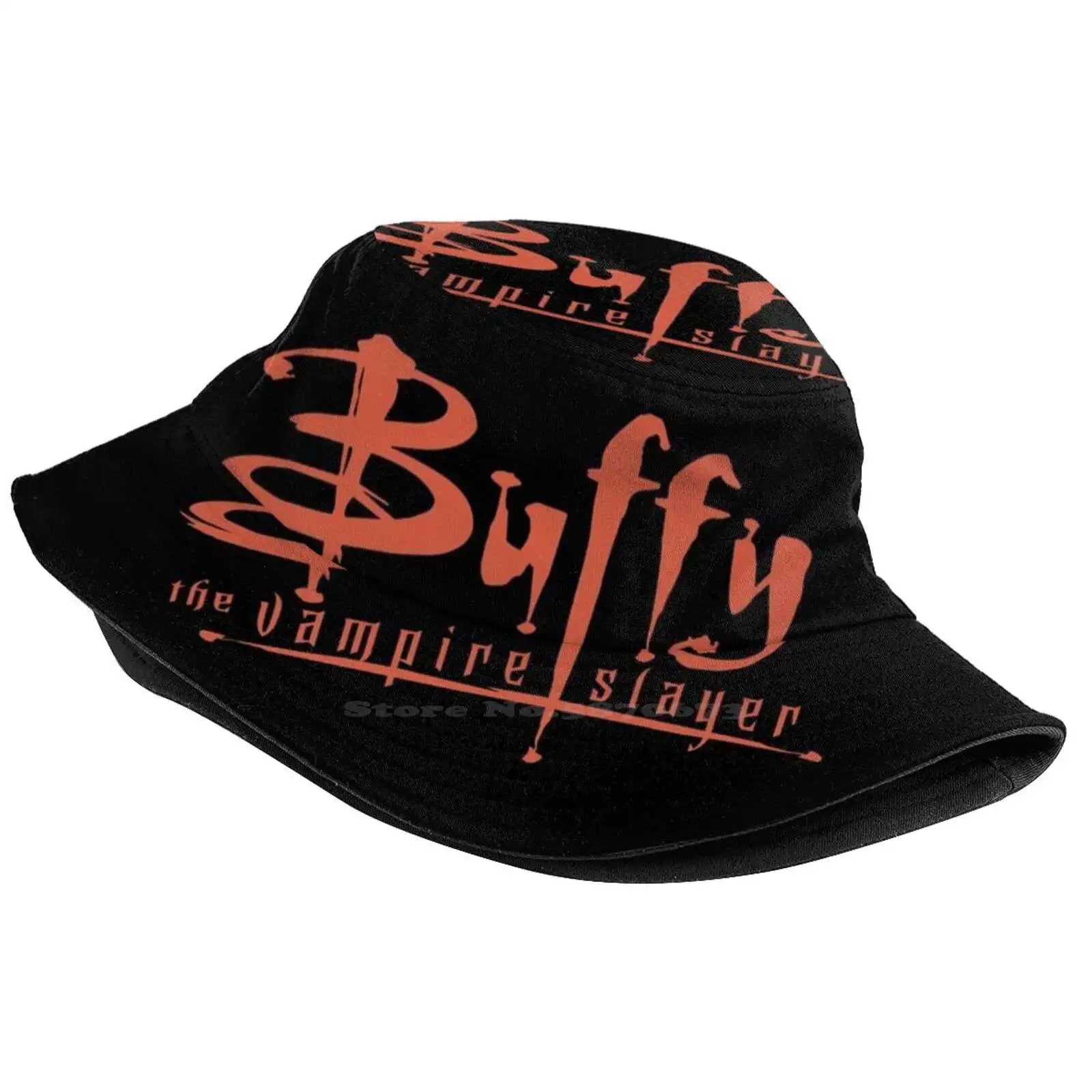 Buffy The Vampire Logo Flat Top Breathable Bucket Hats Buffy Btvs Vampire Sarah Michelle Gellar Summers Logo Show Series