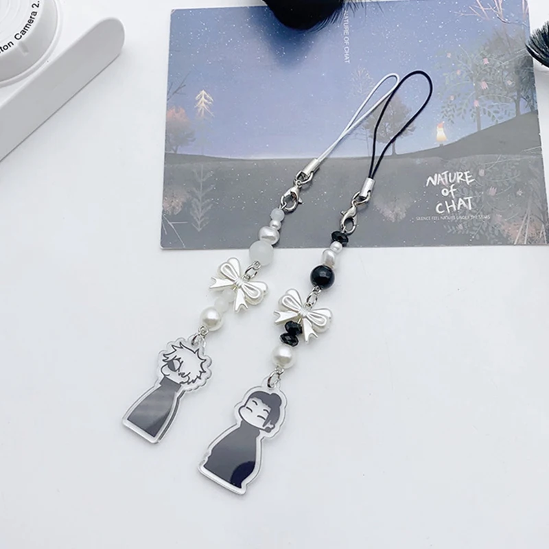 Creative Acrylic Phone Case Pendant Chain Card Book Hanging Rope Camera Keyring CCD Anime Jujutsu Cosplay Hanging Decoration