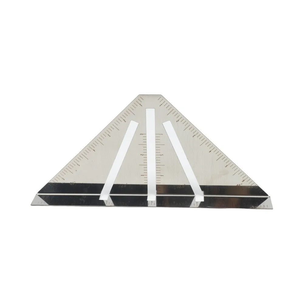 Triangular Miter Square Ruler with Extended Hypotenuse Flange for Accurate 22.5 45 90 Degree Layout on Pipes and Tubing