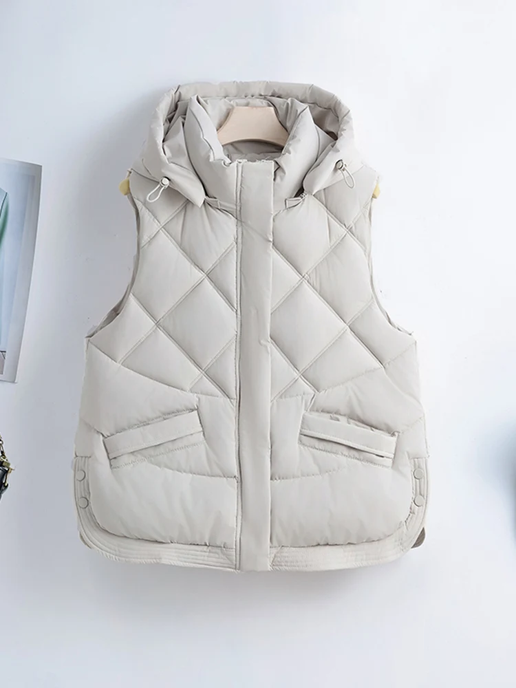 Gilet en coton avec chapeau amovible Faionable, veste pour femme, nouvelle collection automne-hiver 2025, petite taille, veste à épaules dénudées