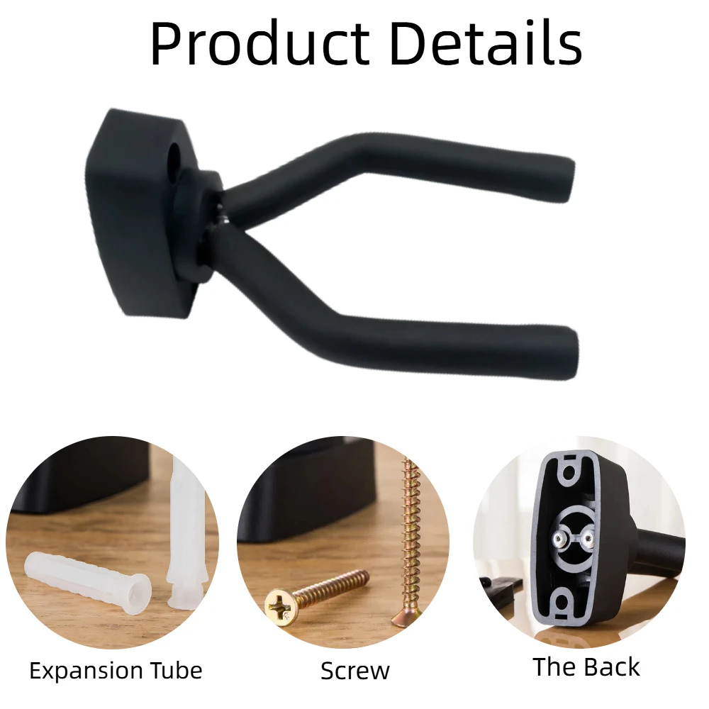 Immagine 4: 2/4 pezzi versatile gancio per chitarra con viti supporto per montaggio a parete supporto per gancio staffa per rack accessori per chitarra display basso ukulele