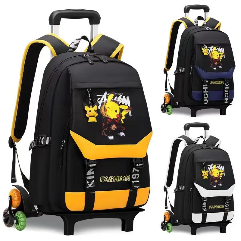 

Pokemon Children's Student Trolley Schoolbag Six-wheel Stair Climbing Large Capacity Cartoon Stationery Computer Travel Bag Gift