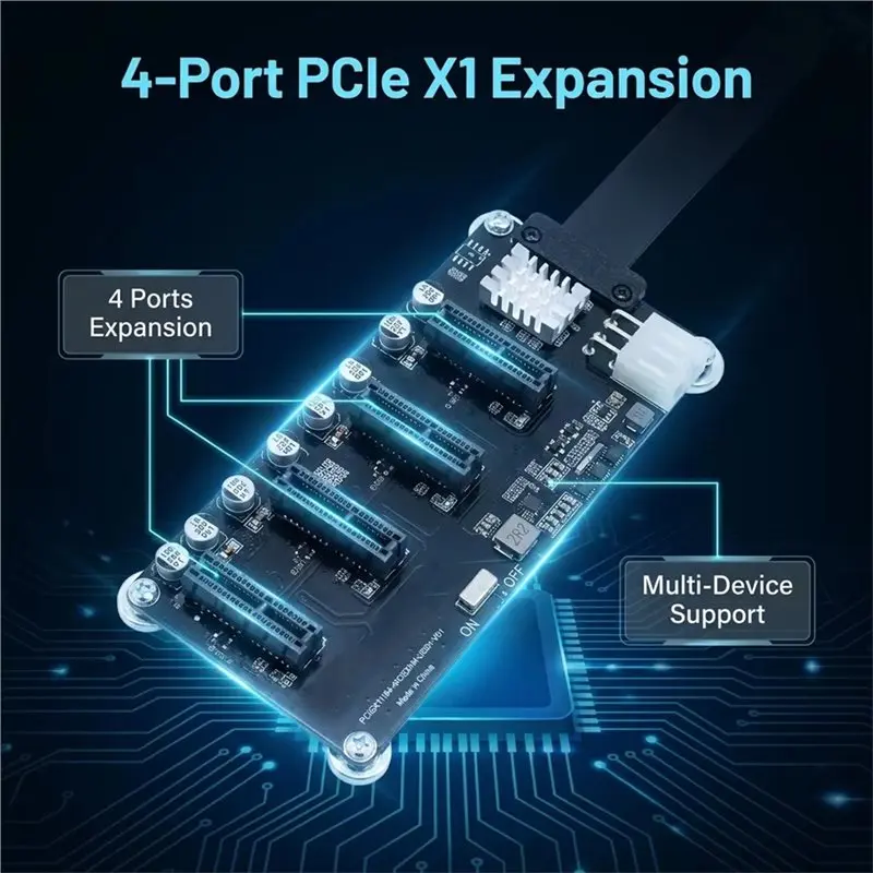 A53M-PCI-E X1 To 4 Port Adapter Splitter PCI-E Express X1 PCIE X1 Riser Card For Hard Disk Sound Network Cards(ASM1184)