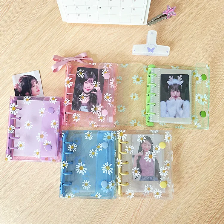 

M5 Candy Daisy Color 5Holes Loose Leaf Ledger Cover Transparency PVC Notebook Loose leaf Shell Three Fold Mini Notebook