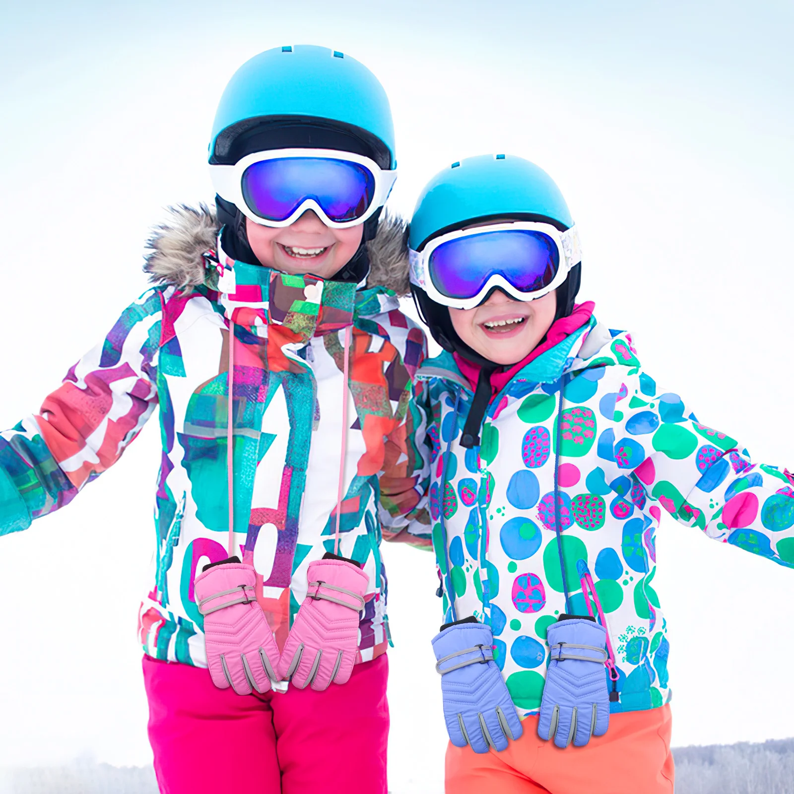 

2pcs Mitten Clips For Kids Elastic Glove Holder Anti-Lost Rope String Connectors Winter Ski Mittens Strap Pink Navy Blue