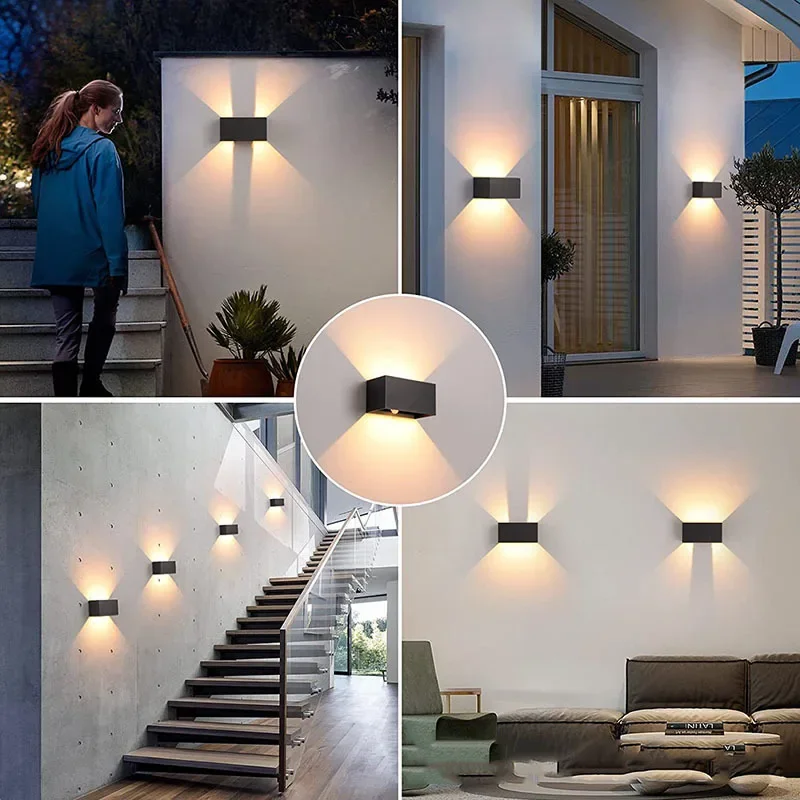 Lámpara de pared para decoración del hogar y el jardín, luces LED ajustables de doble cabeza, impermeable, cuadrada, pasillo, cabecera, dormitorio, luz de pared de fondo