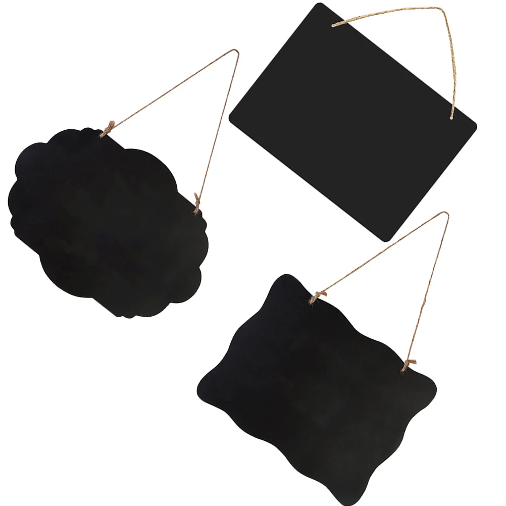 3Pcs Mini Double-Sided Wooden Message Board Small Blackboard Black for Home Office Party Wedding Decorative Creative Sign