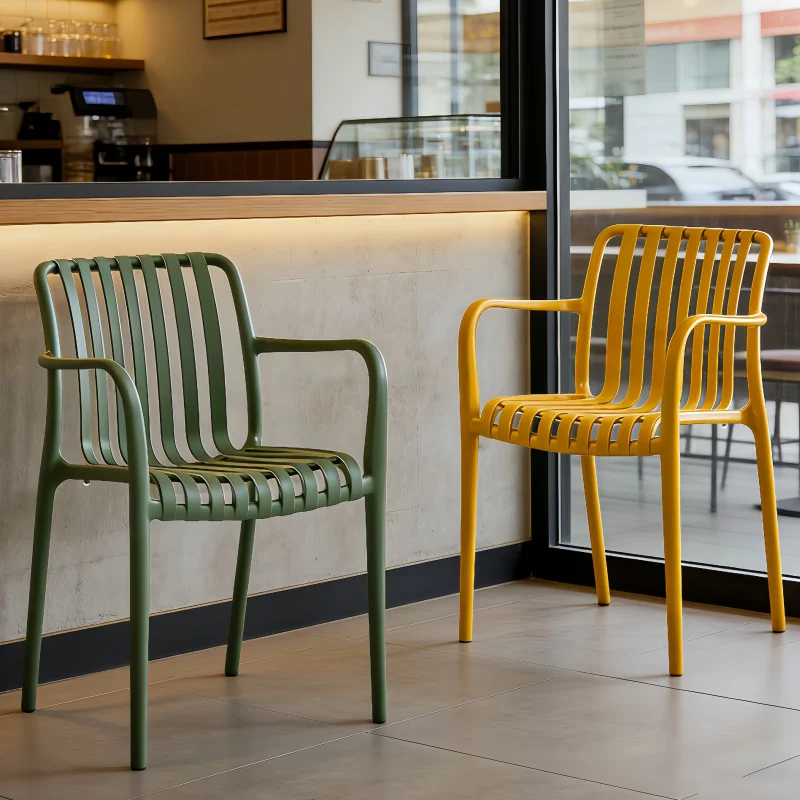 Simple Thick Plastic Backrest Dining Chair Home Cafe Leisure Restaurant Chair Nordic Outdoor Patio Plastic Chair