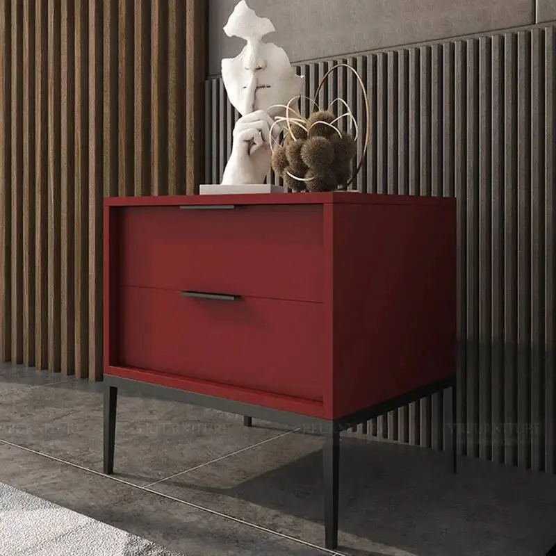 

Italian Storage Wood Bedroom Nightstand Narrow Industrial Fashion Multifunction Drawer Comfortable Table Chevets Home Furnitures